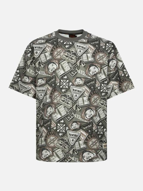 EVISU Allover Bagde Print Loose Fit T-shirt