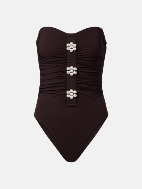 KARLA COLLETTO Maya embellished bandeau swimsuit