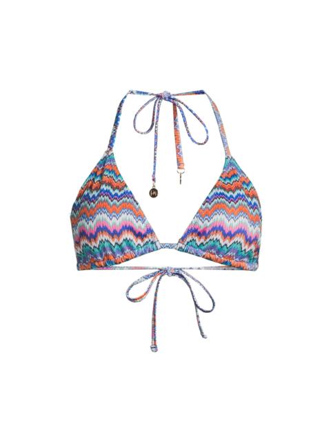 MILLY Women's Barcelona Metallic Chevron Triangle Bikini Top - Blue Multi