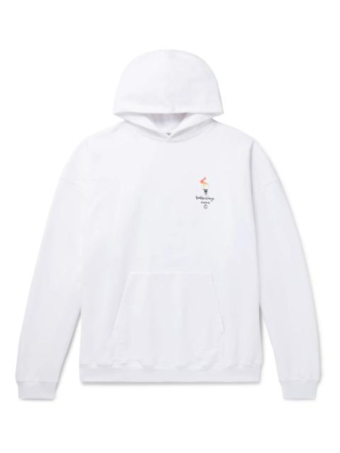 BALENCIAGA Oversized Logo-Embroidered Loopback Cotton-Jersey Hoodie