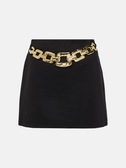 STAUD Ursula chain-belted cady miniskirt
