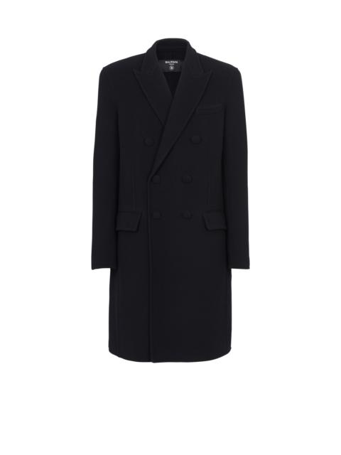 Balmain Black Mid-Length Military Coat