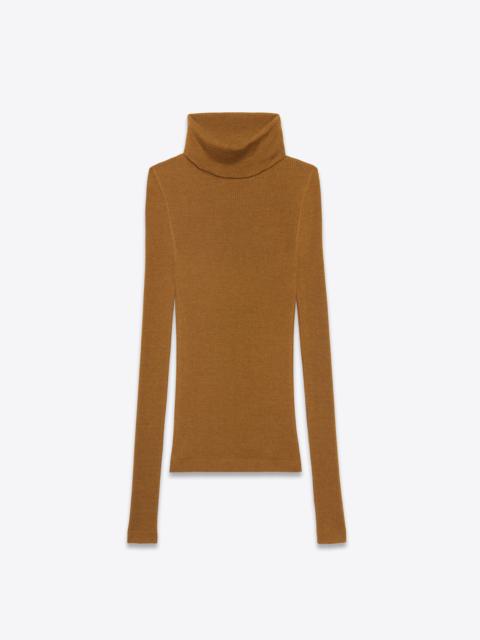 SAINT LAURENT ribbed turtleneck sweater in cashmere, wool and silk