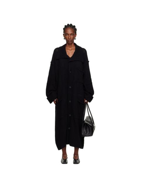 Yohji Yamamoto Black Plain Stitch Pocket High Neck Cardigan