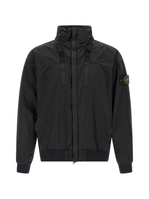 Stone Island ribbed metallic nylon bomber jacket