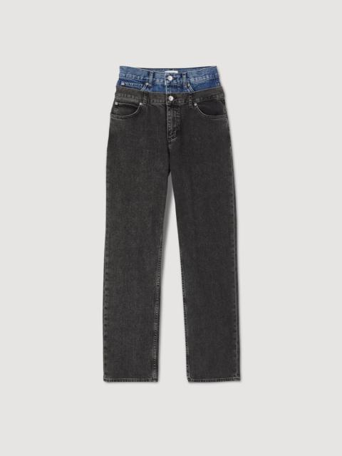 Sandro TWO-TONE DOUBLE-WAISTED JEANS