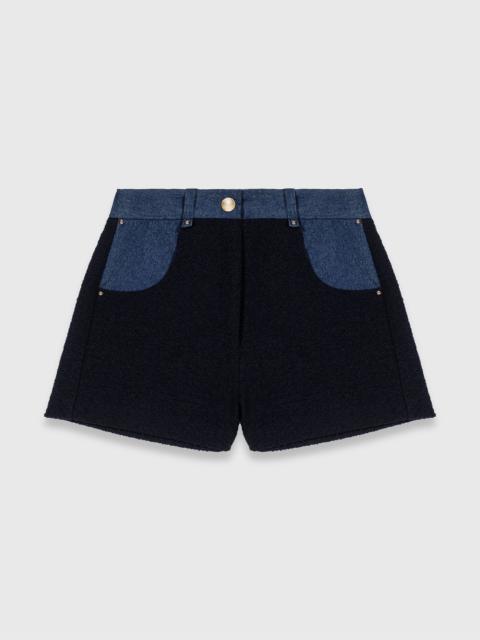 maje Tweed shorts with denim details