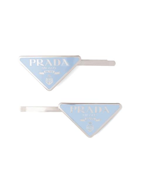 Prada triangle logo hairclip set