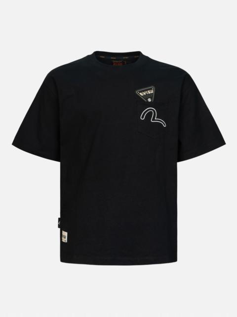 EVISU SEAGULL AND STACKED BADGE PRINT DAICOCK RELAX FIT T-SHIRT