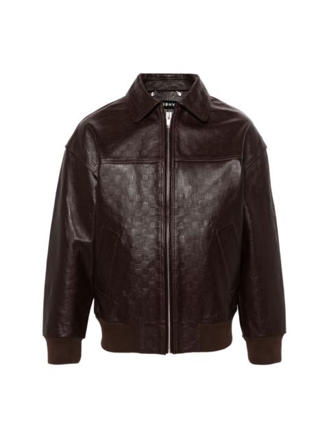 logo-embossed leather jacket