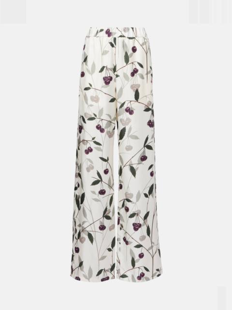 Stella McCartney Printed silk twill wide-leg pants