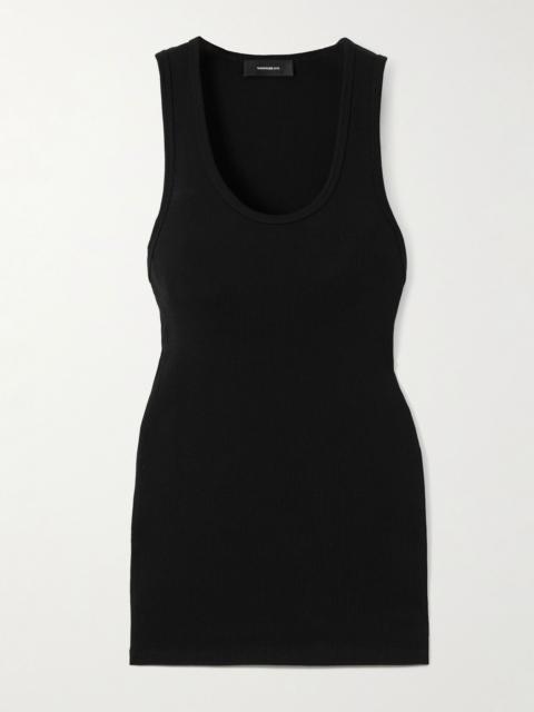 WARDROBE.NYC Ribbed stretch-cotton tank Black