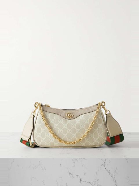 GUCCI Ophidia textured leather-trimmed printed coated-canvas shoulder bag