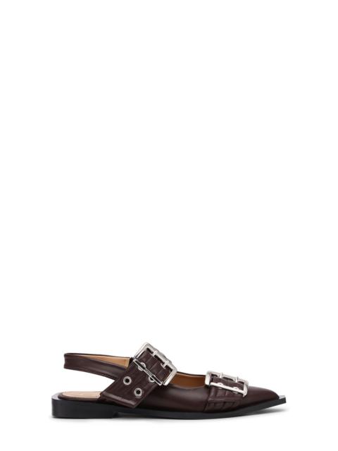 GANNI BROWN FEMININE BUCKLE BALLERINAS