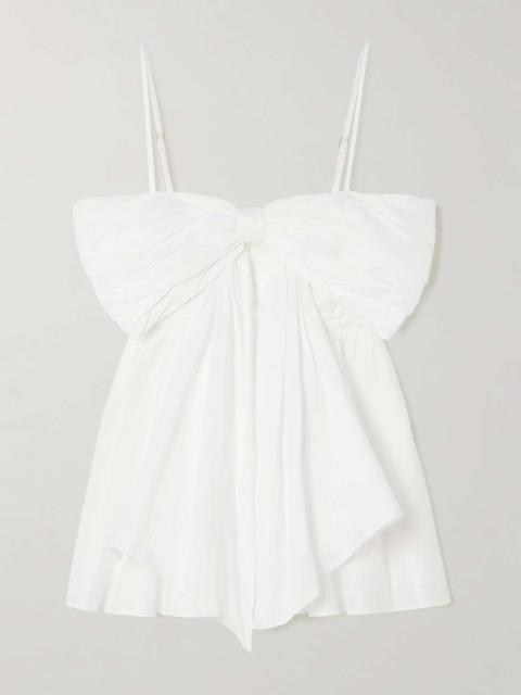 Aje. Scarlett bow-embellished crepe peplum top Ivory