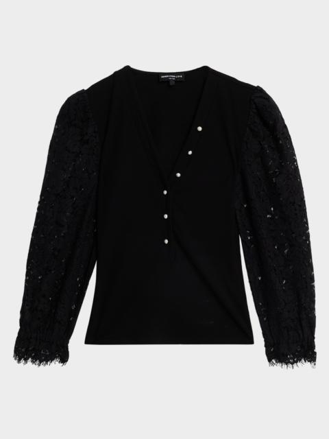 GENERATION LOVE McKenna Lace-Sleeve Combo Top