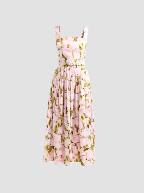 Oscar de la Renta Women's Watercolor Iris Poplin Day Dress - Pink Ivory
