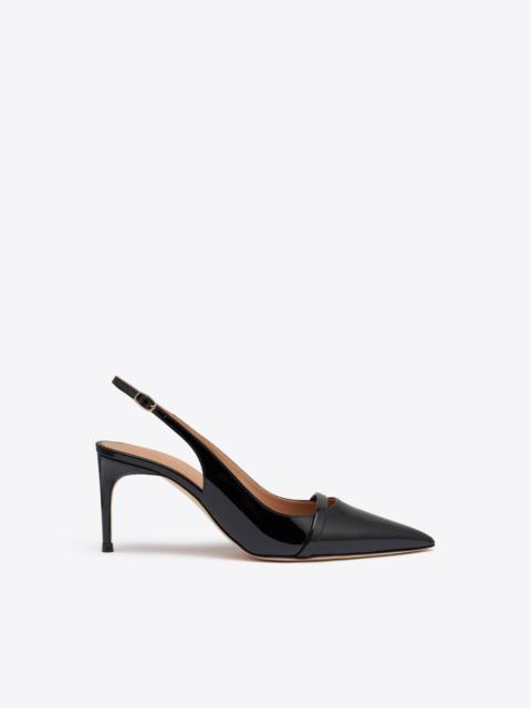 MALONE SOULIERS Schiffer 70 Black Patent Leather Slingback Pumps