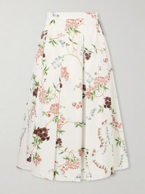Erdem Floral-print Pleated Cotton Midi Skirt
