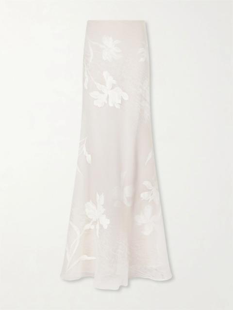 DANIELLE FRANKEL Dean floral-embroidered silk-blend organza maxi skirt Off-white