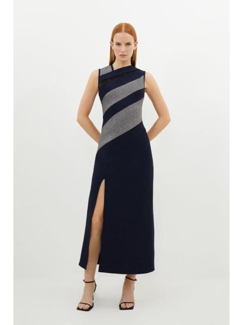 KAREN MILLEN Figure Form Bandage Lace Detail Sleeveless Knit Maxi Dress