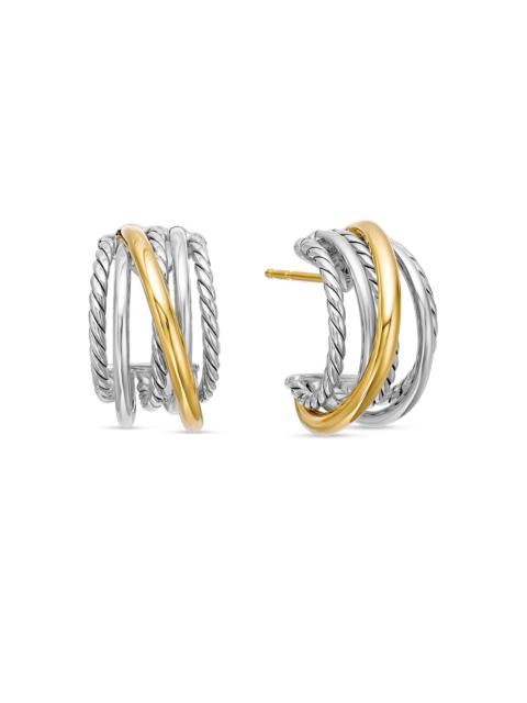 DAVID YURMAN Women's Crossover Shrimp Earrings in Sterling Silver with 18K Yellow Gold, 19.5MM - Silver