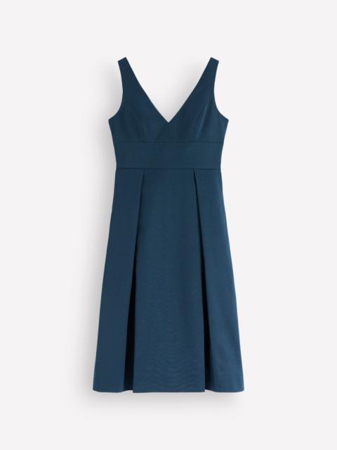 BODEN Textured Fit & Flare Dress-Teal Ocean