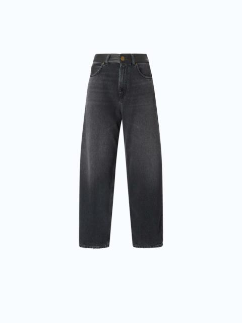 PINKO BALLOON-FIT JEANS WITH LEATHER-EFFECT INSERTS