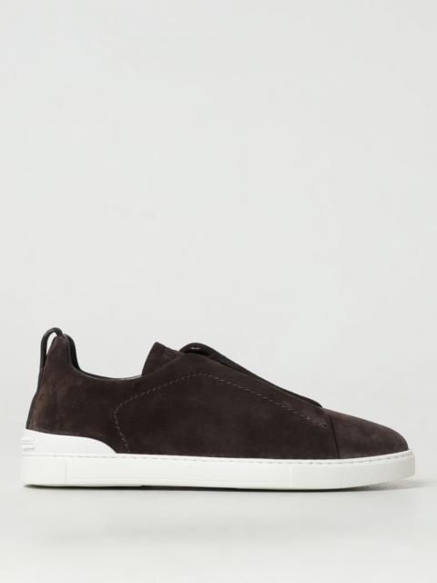 スニーカー ZEGNA Men Sneakers Grey S4667ZLHSOY GME ZEGNA | Suede Triple Stitch Low Top Sneaker (2 Colors)