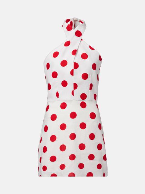 CALA de la CRUZ Veneta polka-dot halterneck linen minidress