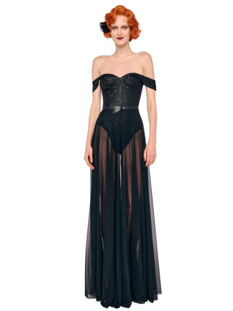 NORMA KAMALI DOUBLE DROP SHOULDER GOWN