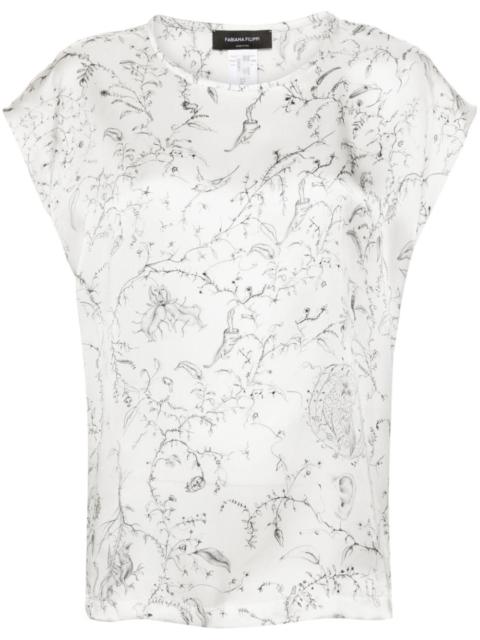 FABIANA FILIPPI Fabula-print silk satin blouse