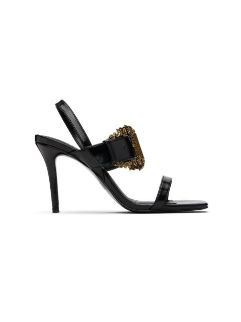 VERSACE JEANS COUTURE Black Baroque Buckle Emily Sandals