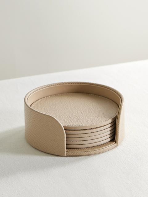 Smythson Set Of Six Panama Textured-leather Coasters