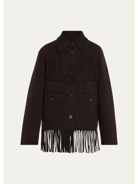 GUEST IN RESIDENCE Western Fringe Cashmere-Wool Knit Jacket
