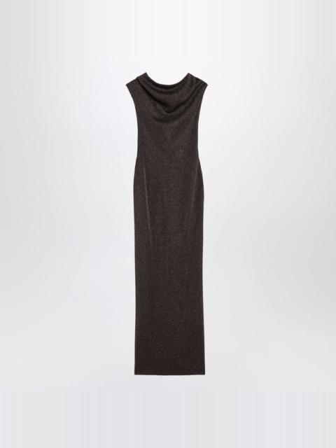 Max Mara Pianoforte Brown Dress In Viscose And Lurex Yarn Women