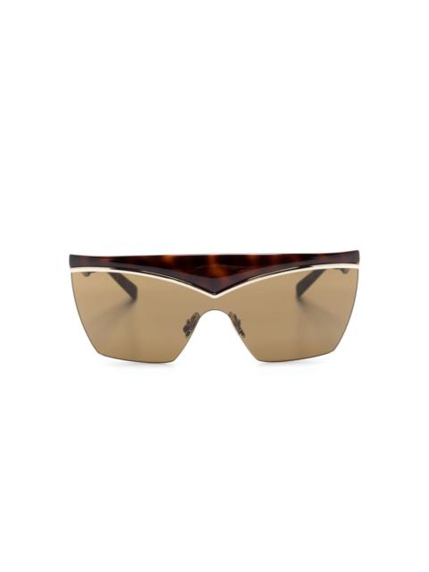 SAINT LAURENT tortoiseshell shield-frame sunglasses