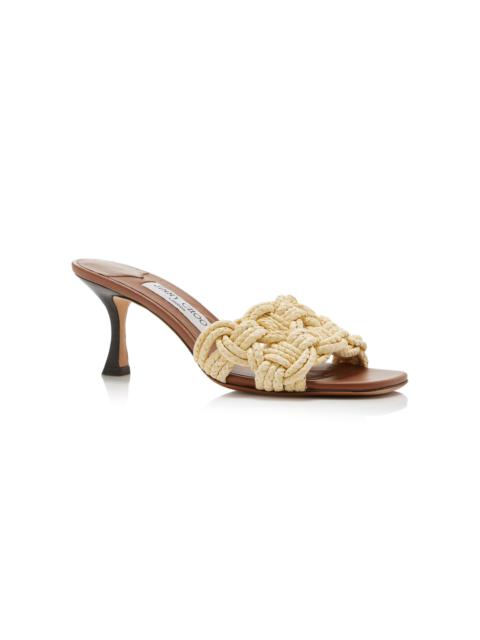 JIMMY CHOO Chara Raffia Mules tan
