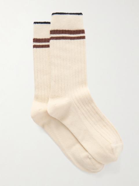 Brunello Cucinelli Striped Ribbed Cashmere Socks