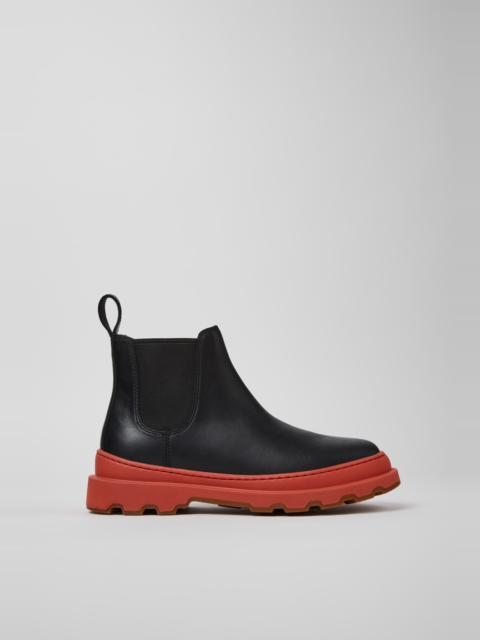 CAMPER Brutus+ Black Leather Ankle Boots for Women.