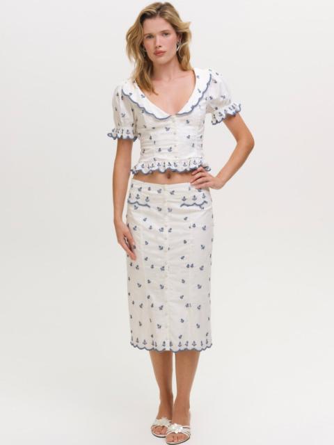 For Love & Lemons Beaded Anchors Midi Skirt