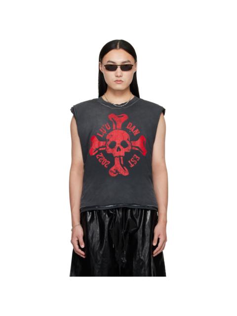 LU'U DAN Gray Wadded Sleeveless T-shirt
