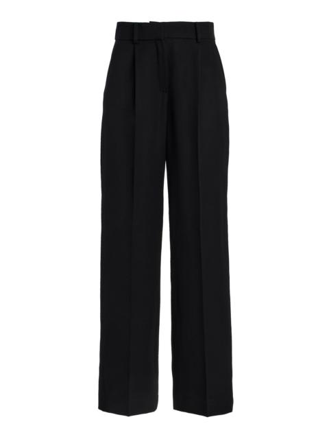 Oscar de la Renta Tailored Wool-Blend Wide-Leg Pants black