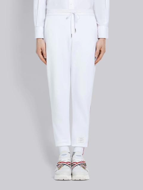 White Classic Cotton Loopback Jersey Stripe Track Trouser