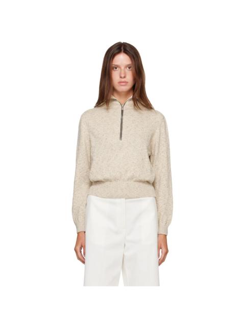 CORDERA Off-White Flecked Cotton Zip-Up Sweater