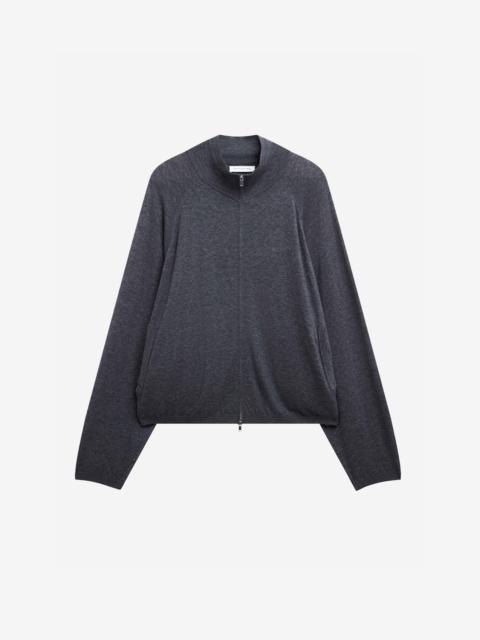 The Frankie Shop Baxe Knit Track Jacket - Dark Grey Melange