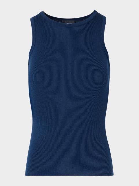 AKRIS Silk-Cotton Sleeveless Rib-Knit Top