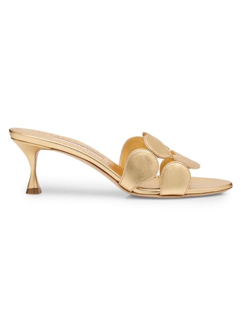 Manolo Blahnik Women's Haribalmu 50MM Leather Sandals - Gold