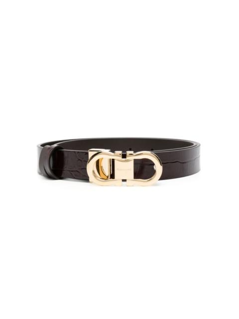Gancini-buckle leather belt