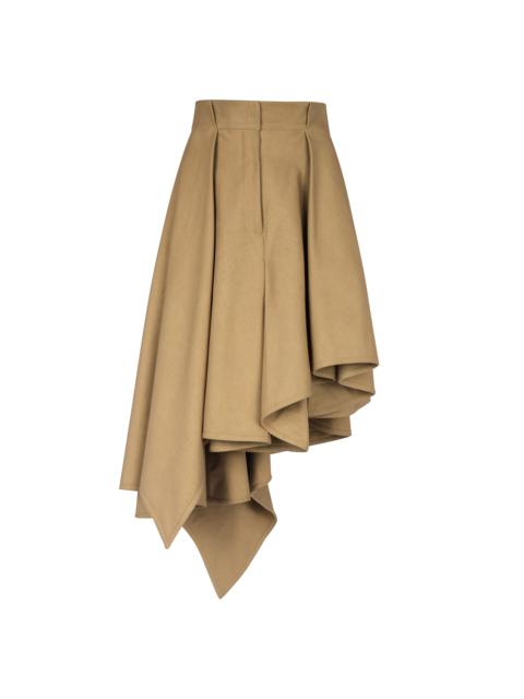 Asymmetric pleated cotton skirt